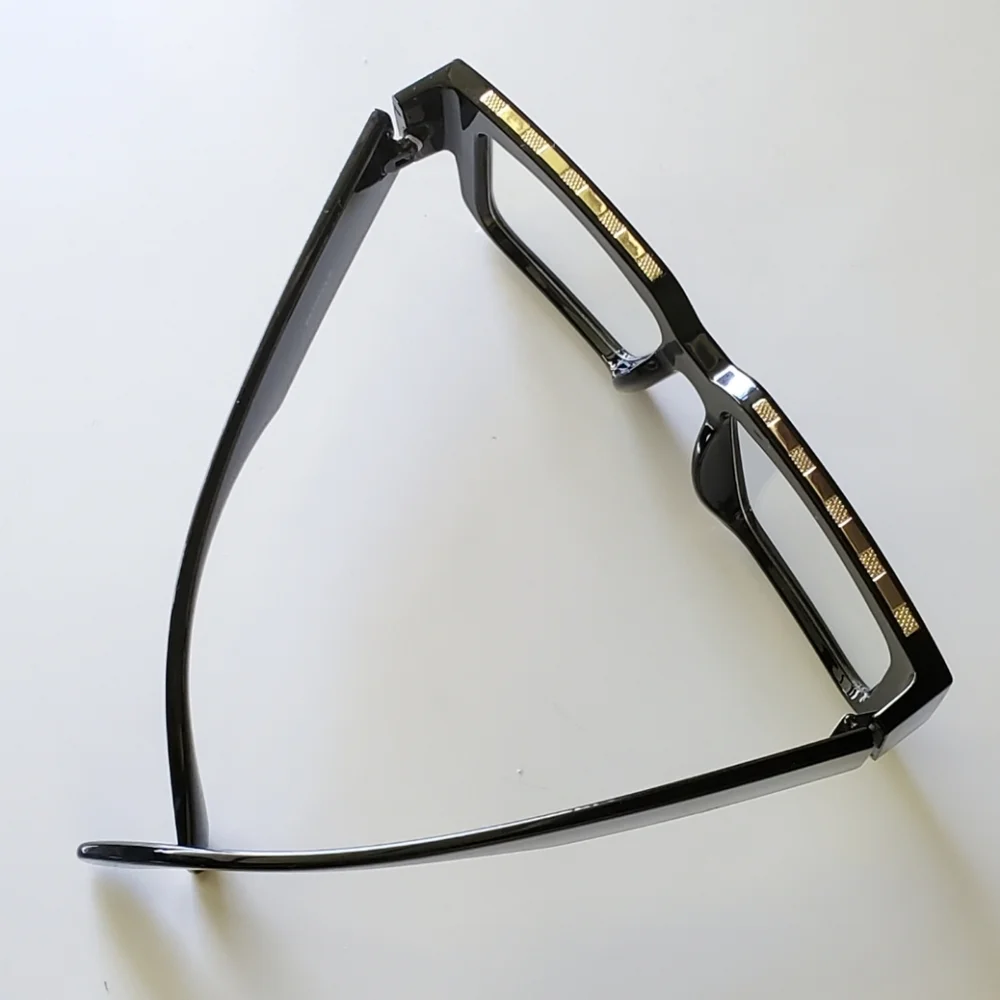 Black Glasses with Gold Accents